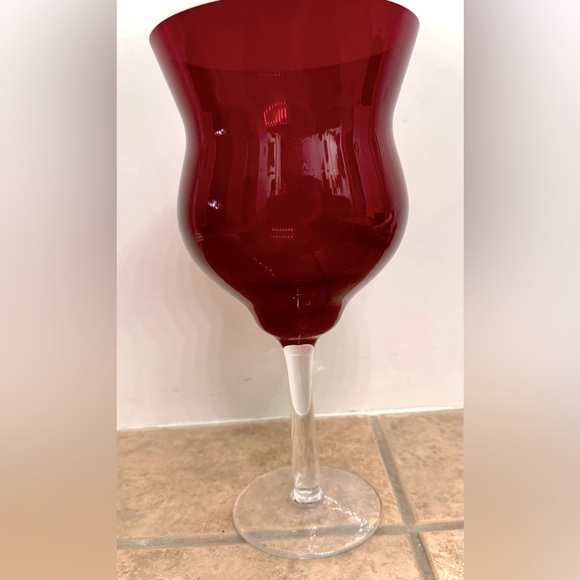 Red Glass Hurricane Candle Holder The Second - Picture 1 of 10